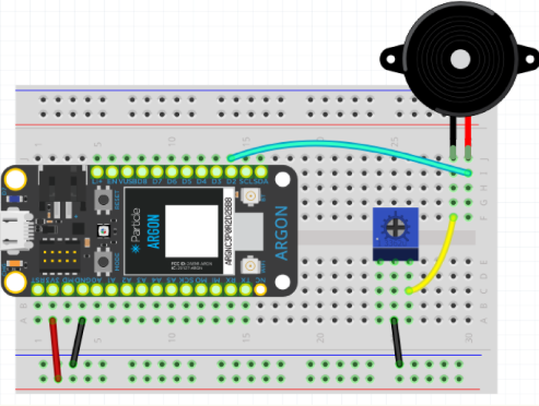 Arduino with buzzer project on breadboard